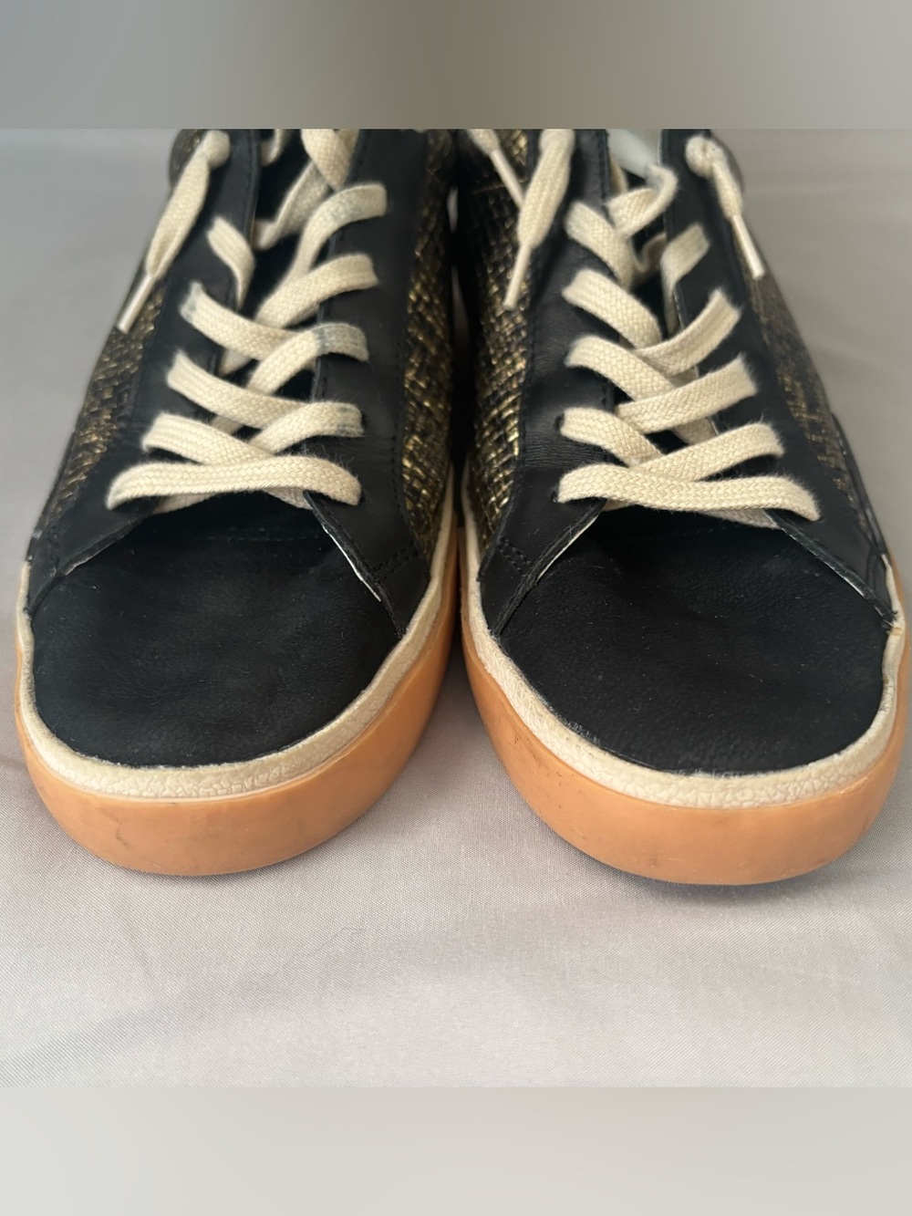 Dolce Vita Black and Gold Woven Low-Top Sneakers Size 9.5 - Picture 7 of 9